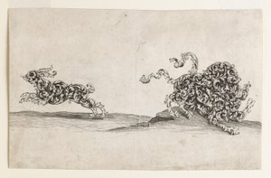 Lion et lièvre composés de motifs ornementaux