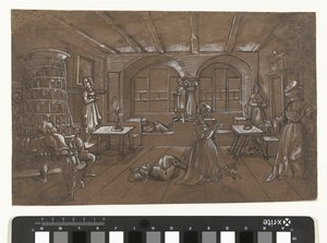 Intérieur où huit enfants jouent à colin-maillard - Wolfgang Huber (school of)