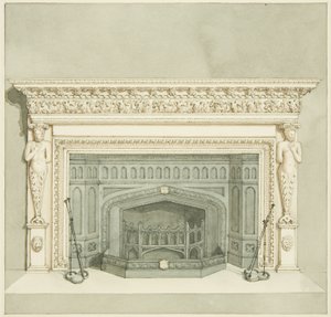 Cheminée autrefois dans la maison de Creswick, Small Street, maintenant installée à Broomwell House, Brislington