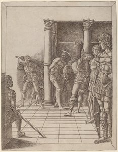 Flagellation du Christ, avec le pavé - Workshop of Andrea Mantegna