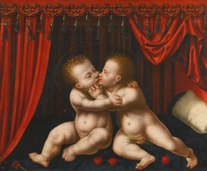 Dutch : Christus en Johannes de Doper als kinderen The Infants Christ and John the Baptist embracing
