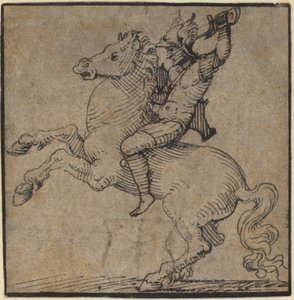Guerrier en armure de la Renaissance sur un cheval cabré - Workshop of Peter Vischer the Younger