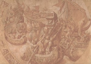 La Bataille navale dans le golfe du Morbihan, 16ème siècle - Workshop of Taddeo Zuccaro.