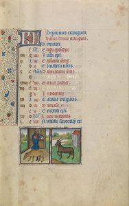 Un homme abattant un cochon; Signe du zodiaque du Capricorne - Workshop of Willem Vrelant