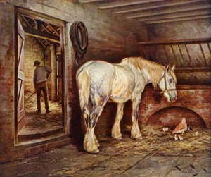La fin de la journée - le cheval de ferme rentre à la maison - Wright Barker
