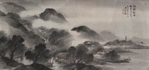 Un village au bord de la rivière avant la pluie