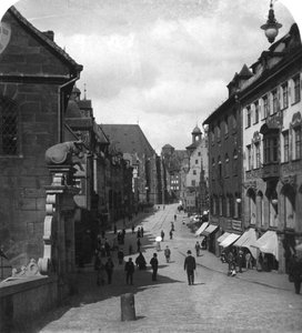 Le Fleischbrucke (Pont de la Viande), Nuremberg, Allemagne, vers 1900