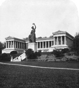 La Ruhmeshalle et la statue de la Bavière, Munich, Allemagne, vers 1900