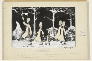 Henk, Anne, Hans, Noor et Elly marchent dans la neige