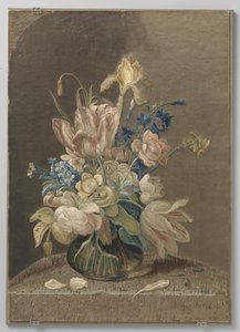 Tableau de soie brodée multicolore - Wynant Haelwegh