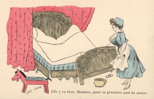 Femme de chambre rangeant un lit usé