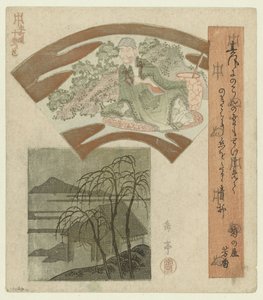 Un sage chinois et un paysage avec des saules