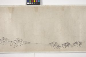 Cent ânes transportant du grain, rouleau, vers 1700 - Ye Yin