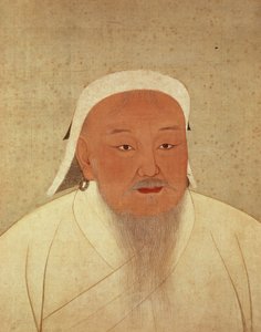 Portrait de Gengis Khan (vers 1162-1227), Khan mongol, fondateur de la dynastie impériale, les Yuan, faisant de la Chine le centre du grand empire mongol (1260-1368)