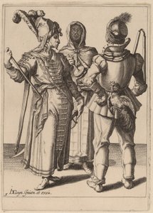 Un grand, un paysan et une femme voilée
