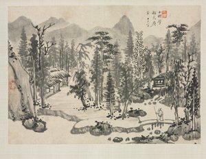 Album de paysages dans divers styles: Paysage après Wu Zhen - Zha Shibiao