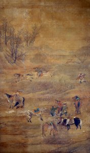 Cavalier mongol chassant un cheval - Zhao Mengfu Chao Meng Fu or