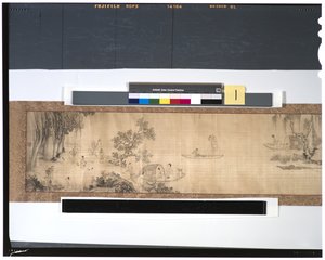 Vie des pêcheurs le long de la rivière, XVIIIe siècle (encre et couleur sur soie, rouleau à main)