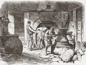 Une boulangerie romaine, Pompéi, Italie