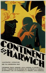 Continent via Harwich, affiche LNER