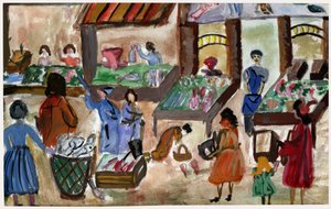 Marché alimentaire en France, ca 1950 - . .