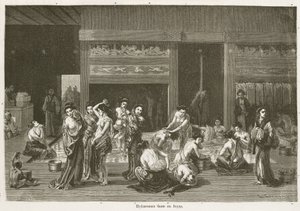 Hygiène Femmes se lavant dans des bains publics, Edo - John Pardon