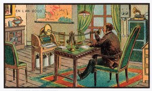 Enregistrement du courrier sur un gramophone, vers 1910