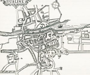 Carte de Dublin, Irlande en 1610, de Notre propre pays publié en 1898