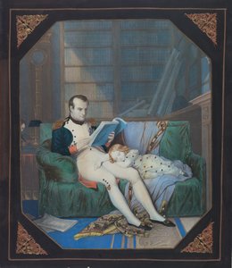 Napoléon dans son étude avec le roi de Rome, c.1860 (lithographie) - . .