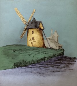Moulin à vent en Normandie, France. vers 1830 (illustration)