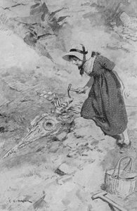 À Lyme Regis, Mary Anning, âgée de 12 ans, découvrant le premier Ichthyosaure trouvé en Angleterre