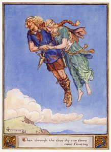 Puis à travers le ciel clair, deux formes flottèrent - after Charles Edmund Brock