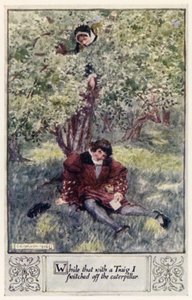 Pendant que je chassais la chenille avec une brindille