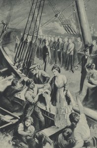 Les hommes du Birkenhead se tiennent au garde-à-vous tandis que le navire coule dans les eaux - after Charles Mills Sheldon
