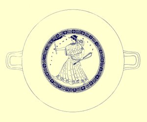 Artémis avec arc, flèche et torche, illustration des Peintures de vases grecs par J. E. Harrison et D. S. MacColl, publié en 1894