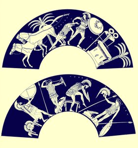 La Mort de Troïlos, illustration des Peintures de vases grecs par J. E. Harrison et D. S. MacColl, publié en 1894 - after English School