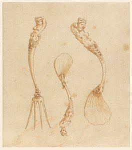 Conception pour une fourchette et deux cuillères - after Giulio Romano