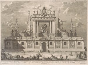 La Prima Macchina pour la Chinea de 1762 : Le Taureau Farnèse et autres antiquités du Palazzo Farnese
