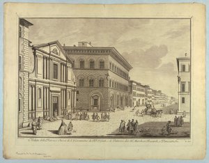 Vue de Florence, planche de "Scelta di XXIV Vedute delle principali contrade, piazze, chiese, e palazzi della Città di Firenze"