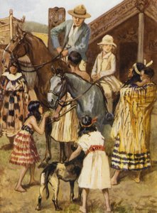 Visiteurs dans un village modèle maori