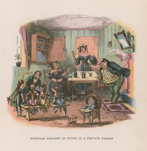 Illustration pour Nicholas Nickleby (lithographie en couleur) - after Hablot Knight Browne