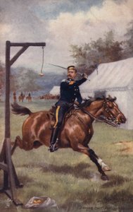 Soldat du 10e Hussards effectuant un exercice de coupe de citron