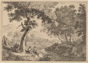 Famille de satyres assise sous un arbre - after Herman van Swanevelt