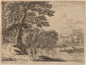 Deux voyageurs et un colporteur - after Herman van Swanevelt