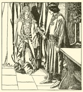 La reine Morgane apparaît à Sir Launcelot - after Howard Pyle