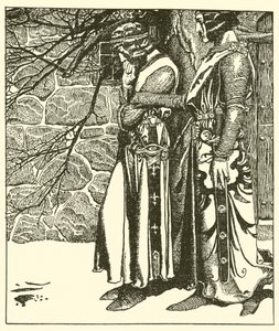Sir Kay interrompt les méditations de Sir Percival - after Howard Pyle