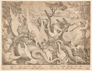 Serpents combattant avec le feu