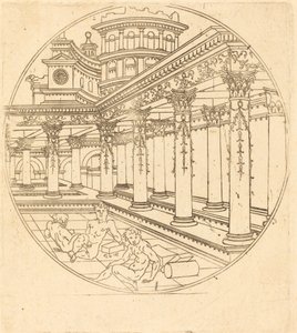 Trois figures dans une galerie - after Jean de Gourmont I