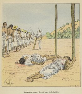Fahavalos passant devant leurs chefs fusillés