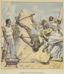 Indigène torturé par un gouverneur Hova - after Louis Charles Bombled